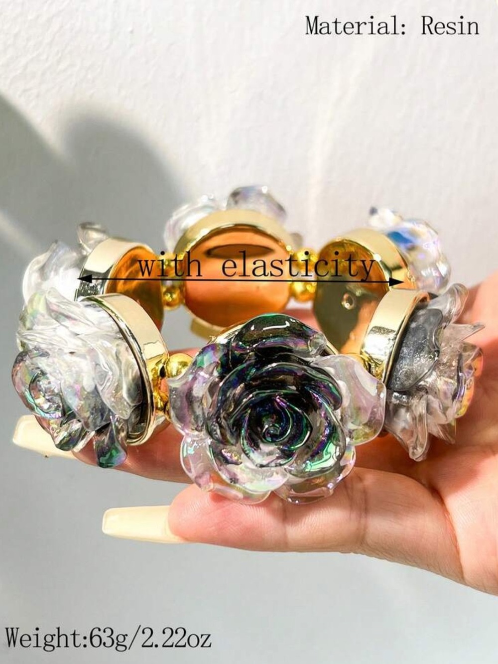 Gothic Black Rose Wide punk Bracelet‎